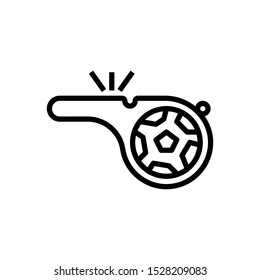 football referee's whistle icon, vector and illustration