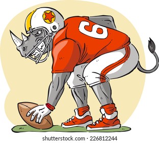 Football rhino cartoon vector illustration