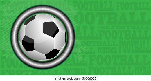 Football and ring on green background with text