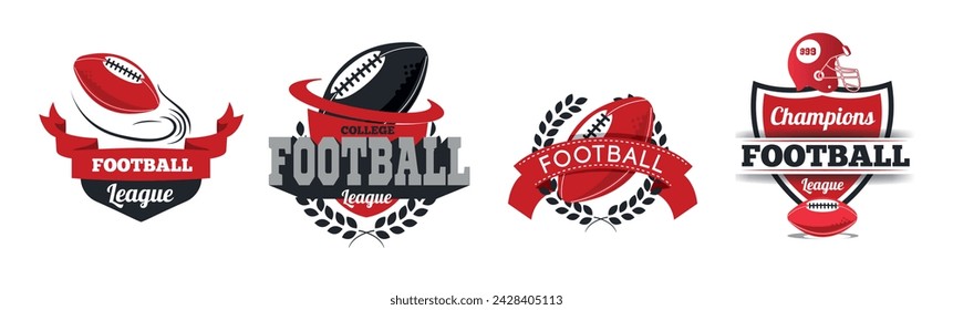 football and rugby football badge logo templates design set. Sport team identity crests and logo emblem. tailgate party labels Collection soccer t-shirt vector graphics, vector illustrations 