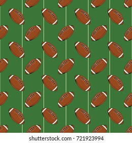 Football, rugby ball seamless pattern hand drawn sketch, vector illustration.