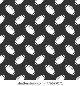 Football, rugby ball seamless pattern hand drawn sketch, vector illustration.