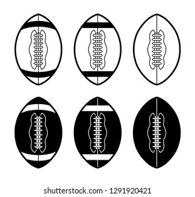 Football rugby balls icon symbols in black and white