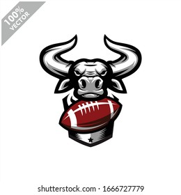 Football rugby Bull team logo design. Scalable and editable vector.