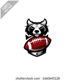 Football rugby Wolf team logo design. Scalable and editable vector.