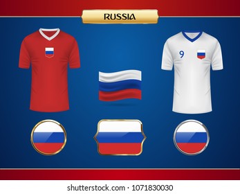 Football Russia Jersey. Vector Country Flag.