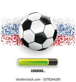 Football with russian national colors with progress loading bar on the white background. Eps 10 vector file.