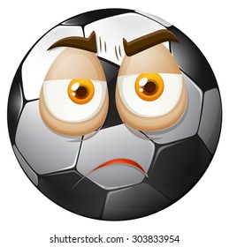 Football with sad face illustration