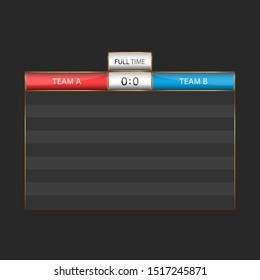 Football Scoreboard And Information Panel Below Design Mockup For Team Sports Or Individual Competitions, Info Board For Computer Game Statistics