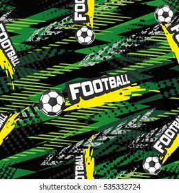 Football seamless pattern for boy. Sports balls on background.