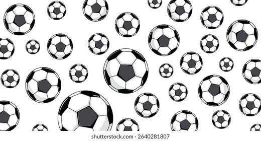 football seamless pattern soccer ball vector sport doodle cartoon gift wrapping paper scarf isolated repeat wallpaper tile background illustration design