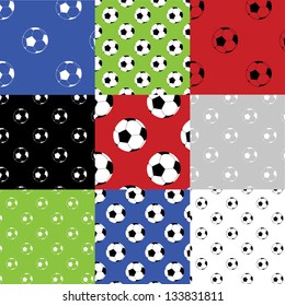 Football seamless patterns Seamless football /soccer patterns in 9 different color combinations.