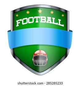 Football Shield badge. The symbol of the sports club or team. Vector Illustration isolated on white background.