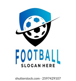 Football with Shield logo vector design template
