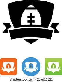 Football with shield and ribbon icon