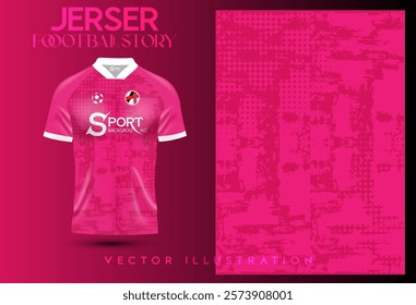 The football shirt is bright pink, which gives it a fun and striking feel. The shirt has a unique pattern that gives it depth and movement, making it not look too plain.