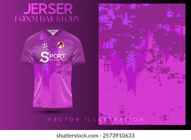 The football shirt is bright purple, creating a striking and lively look. The shirt has a modern pattern with a dispersion-like effect, creating a sense of movement.