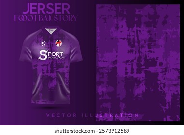 The football shirt is dark purple and has different shades to create a modern and striking look. Design: It has a group of patterns that look dynamic and unique, adding interest to the shirt.