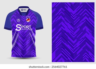 The football shirt is a deep purple color with a perspective shade that makes it stand out and interesting. The use of diagonal lines adds dimension to the shirt, giving it a modern feel.