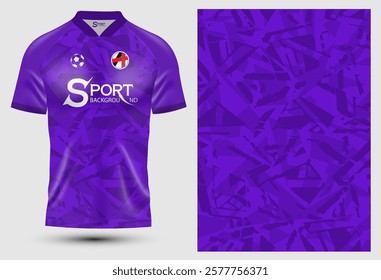 The football shirt features a striking purple colour, which is a bright and attractive colour. The design of the shirt uses different graphic patterns on the surface, creating a dimensional feel.