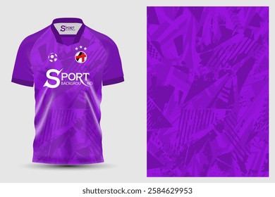 The football shirt has a bright purple design, which makes it stand out and look interesting. The graphic pattern on the shirt is intricate and dimensional.