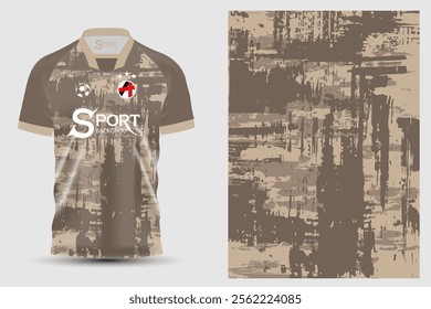 The football shirt has a simple yet modern design. The shirt has a striking beige color and an abstract pattern that seems to have movement or different colors all over the surface.