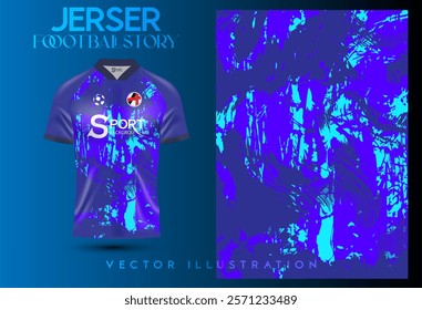 The football shirt has a striking and interesting design. It mainly uses a dark purple color tone, which gives a modern and fresh feel, with light blue added to the pattern.