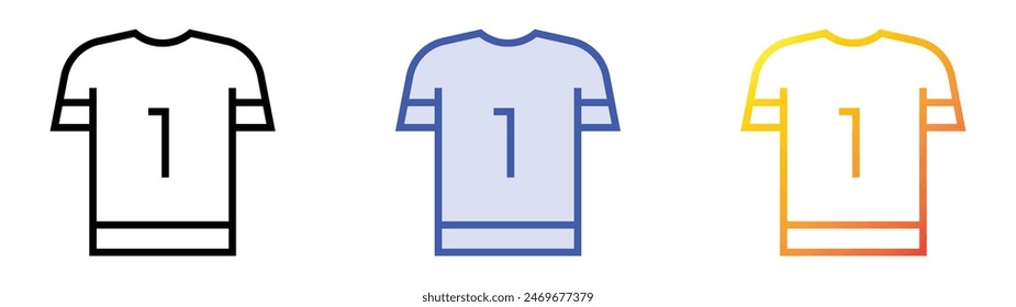 football shirt icon. Linear, Blue Fill and Gradient Style Design Isolated On White Background