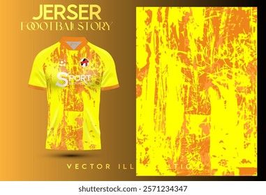 The football shirt mainly uses a bright yellow tone, making the shirt look fresh and stand out on the field. The pattern on the shirt looks like spray paint or creating a unique dimensional surface