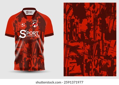 The football shirt is red and black, creating a striking and modern look, with dynamic and dynamic graphic patterns.