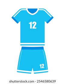 Football shirt and short. Soccer uniform in front view. Set of soccer jersey or football kit. Football sportswear. Vector Illustration