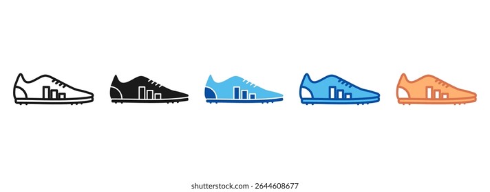 Futebol Shoe Ícone Definir Coleção de Estilos Múltiplos