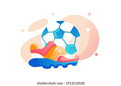 Football shoes and ball isolated on a hite background