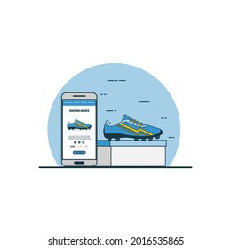 Football Shoes online buying concept vector illustration. Digital technology for shoping