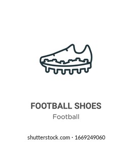 Football shoes outline vector icon. Thin line black football shoes icon, flat vector simple element illustration from editable football concept isolated stroke on white background