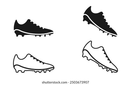 football shoes or soccer shoes icon set vector illustration isolated on white background.