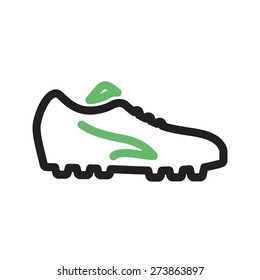 Football, shoes, soccer, player, foot wear icon vector image. Can also be used for sports, fitness, recreation. Suitable for web apps, mobile apps and print media.