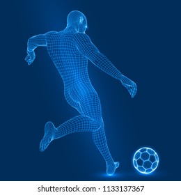 football shoot. 3d wireframe style vector illustration.