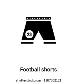 Football shorts icon vector isolated on white background, logo concept of Football shorts sign on transparent background, filled black symbol