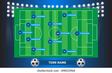 Football Show Player Name Position Play Before Game Match dark blue sport game vector