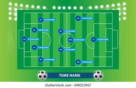 Football Show Player Name Position Play Before Game Match green tone sport game vector