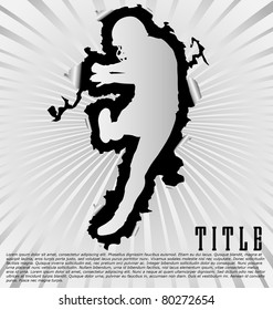 Football silhouette break through white background