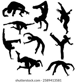 Football Silhouette, capoeira training illustration, Volleyball Player icon Silhouette, Player Silhouette illustration