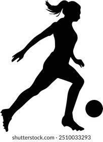 Women’s Football silhouette - female soccer players silhouette	
