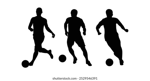 Football silhouette player dribbling the ball