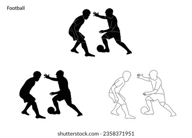 Football Silhouette Sport. football soccer player man in action isolated white background. Vector illustration