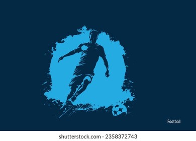 Football Silhouette Sport. football soccer player man in action isolated color background. Vector illustration 