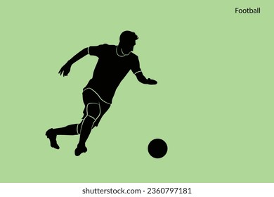 Football Silhouette Sport. football soccer player man in action isolated color background. Vector illustration 