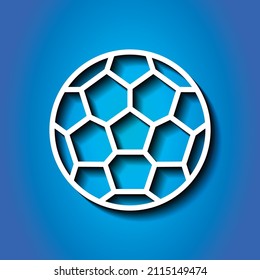Football simple icon vector. Flat desing. White icon with shadow on blue background.ai