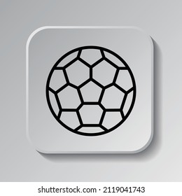 Football simple icon vector. Flat desing. Black icon on square button with shadow. Grey background.ai